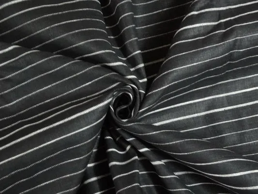 100% Linen Black with Thin White stripe 60's Lea Fabric 58" wide [3692]