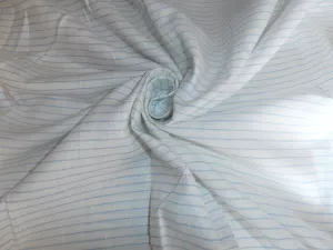 100% Linen Blue and White stripe Fabric 58" wide [6909]