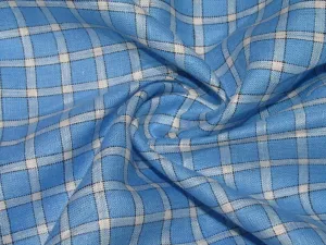 100% Linen Blue plaids 60's Lea Fabric 58" wide [10802]