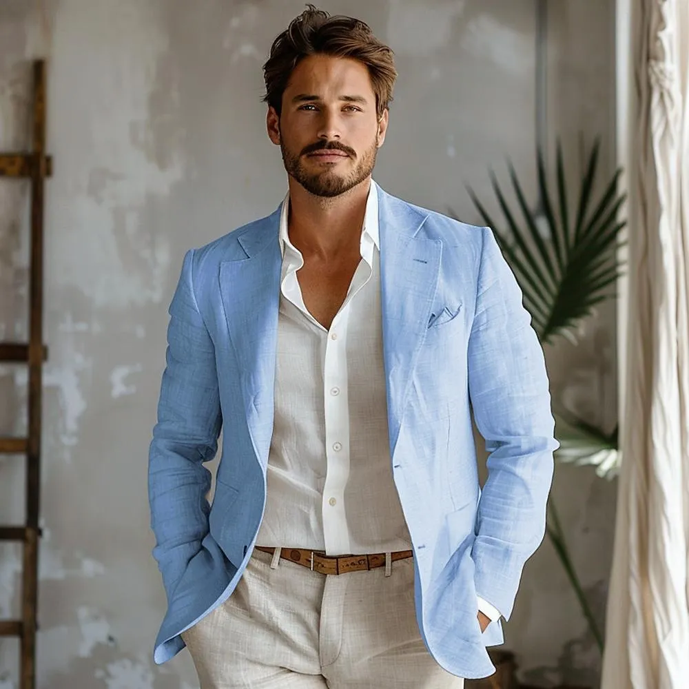 100% Linen Single Breasted Blazer Jacket