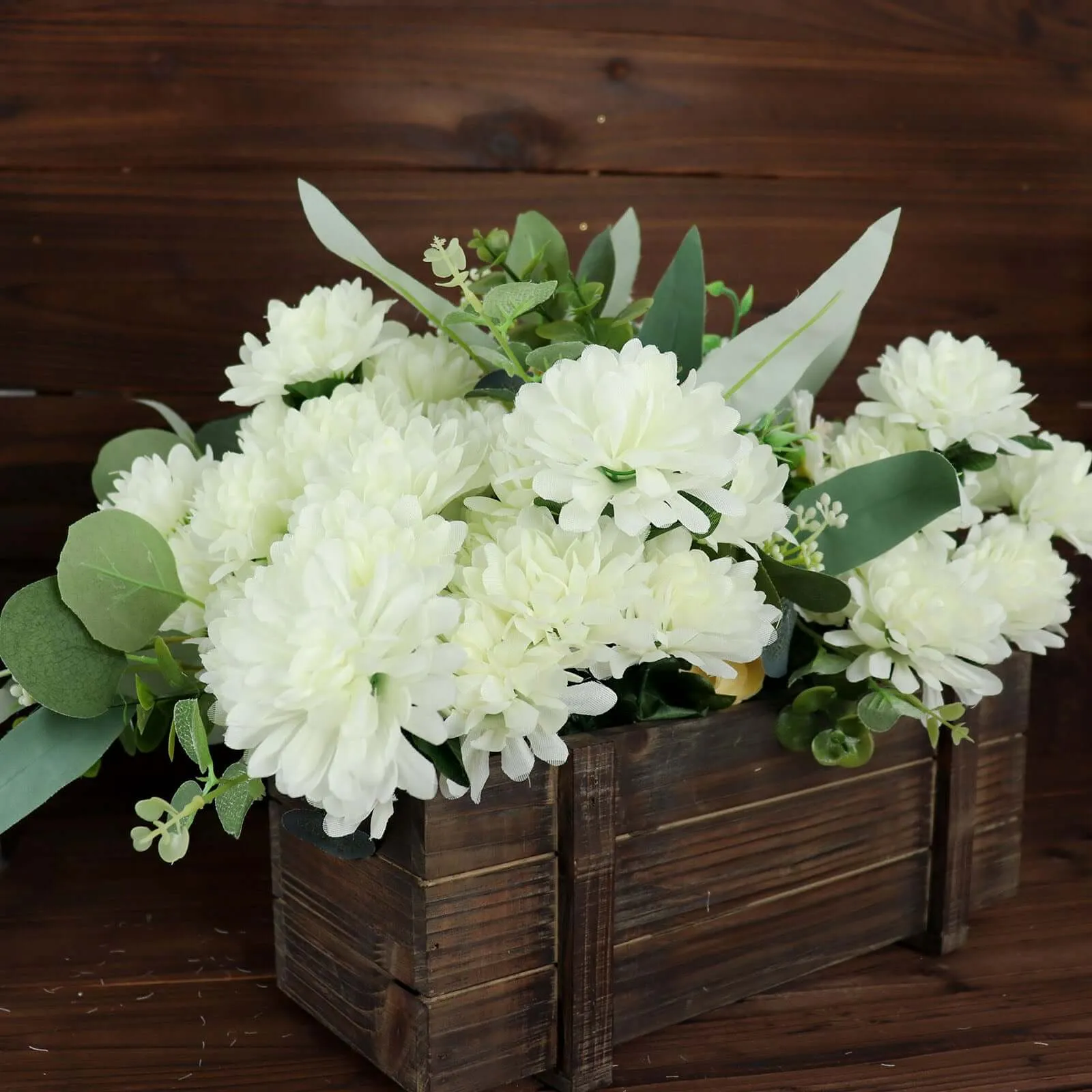12 Bushes Cream Artificial Silk Chrysanthemum Flower Bouquets