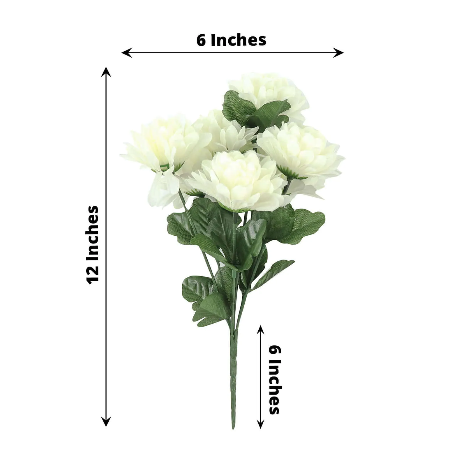 12 Bushes Cream Artificial Silk Chrysanthemum Flower Bouquets