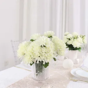 12 Bushes Cream Artificial Silk Chrysanthemum Flower Bouquets