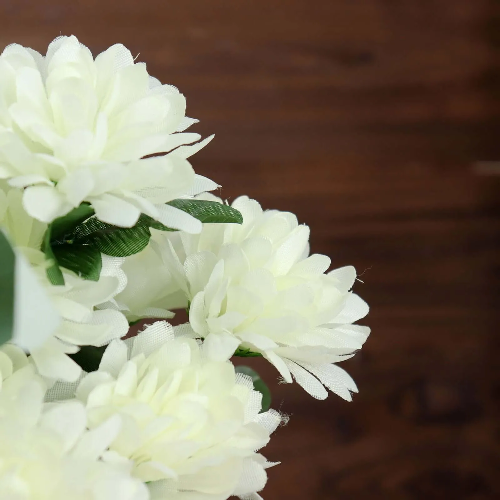 12 Bushes Cream Artificial Silk Chrysanthemum Flower Bouquets