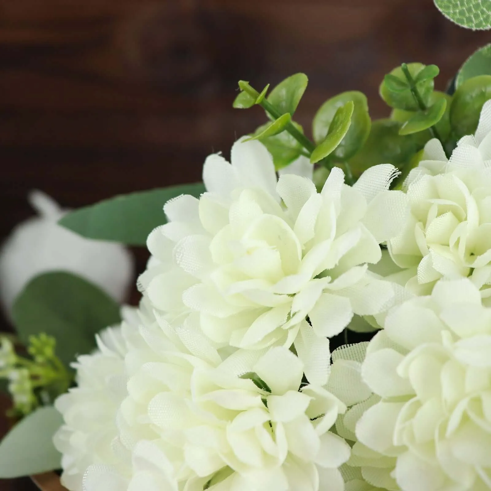 12 Bushes Cream Artificial Silk Chrysanthemum Flower Bouquets