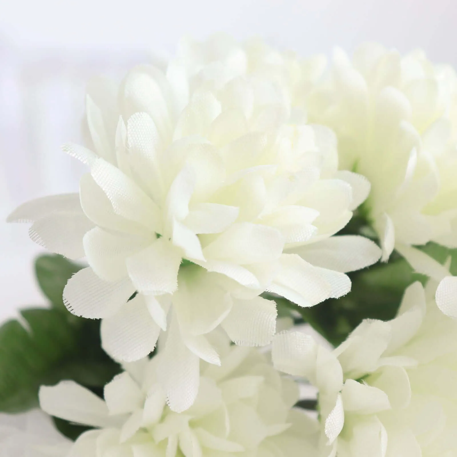12 Bushes Cream Artificial Silk Chrysanthemum Flower Bouquets