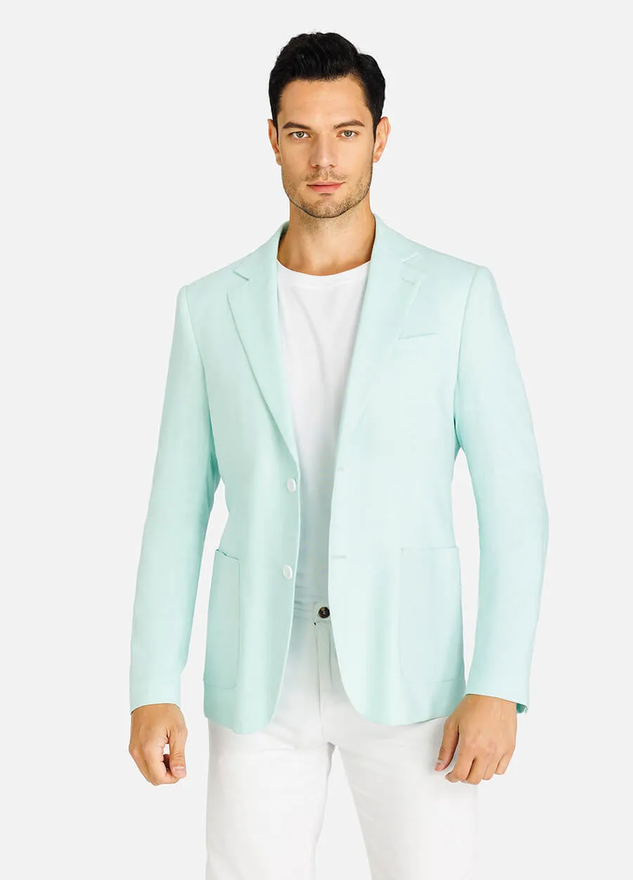 1PA1 Men's Linen Cotton Plain Lapel Two Buttons Suit Blazer