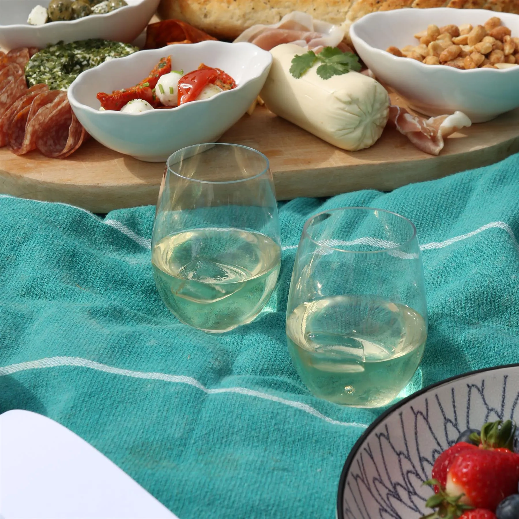 300ml Reusable Plastic Stemless Wine Glasses - Pack of 6 - By Argon Tableware