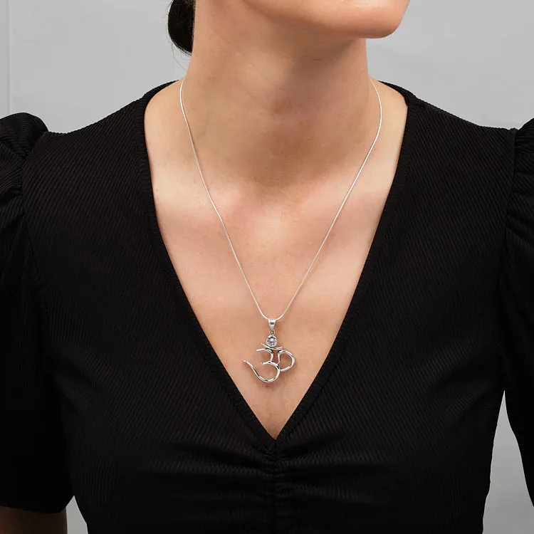 925 Silver Ohm, OM  Aum Yoga Pendant Necklace for Women and Men