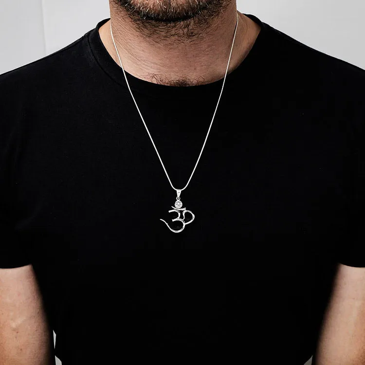 925 Silver Ohm, OM  Aum Yoga Pendant Necklace for Women and Men