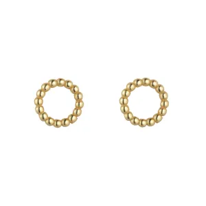 9kt Yellow Gold Beaded Circle Stud Earrings
