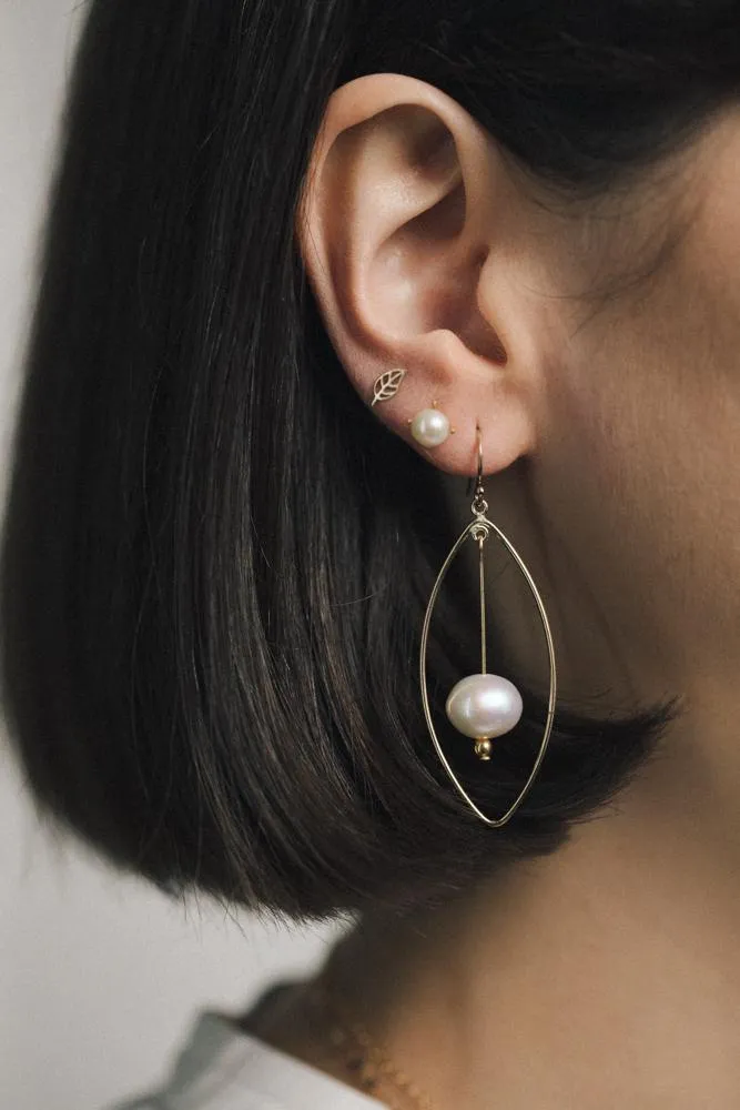 9kt Yellow Gold Leaf Stud Earrings