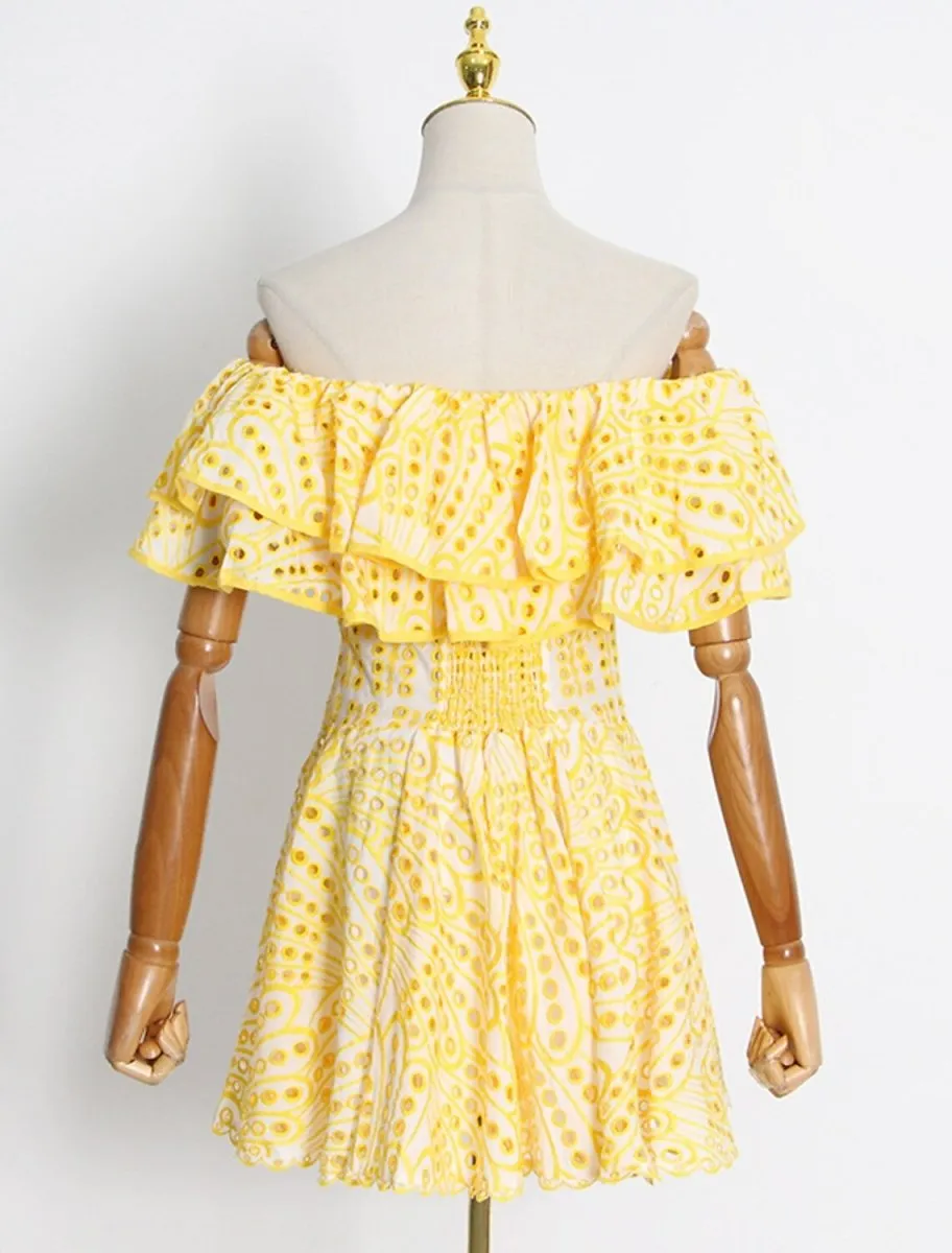 A-Line Party Dresses Floral Dress Holiday Short / Mini Short Sleeve Off Shoulder Polyester with Embroidery