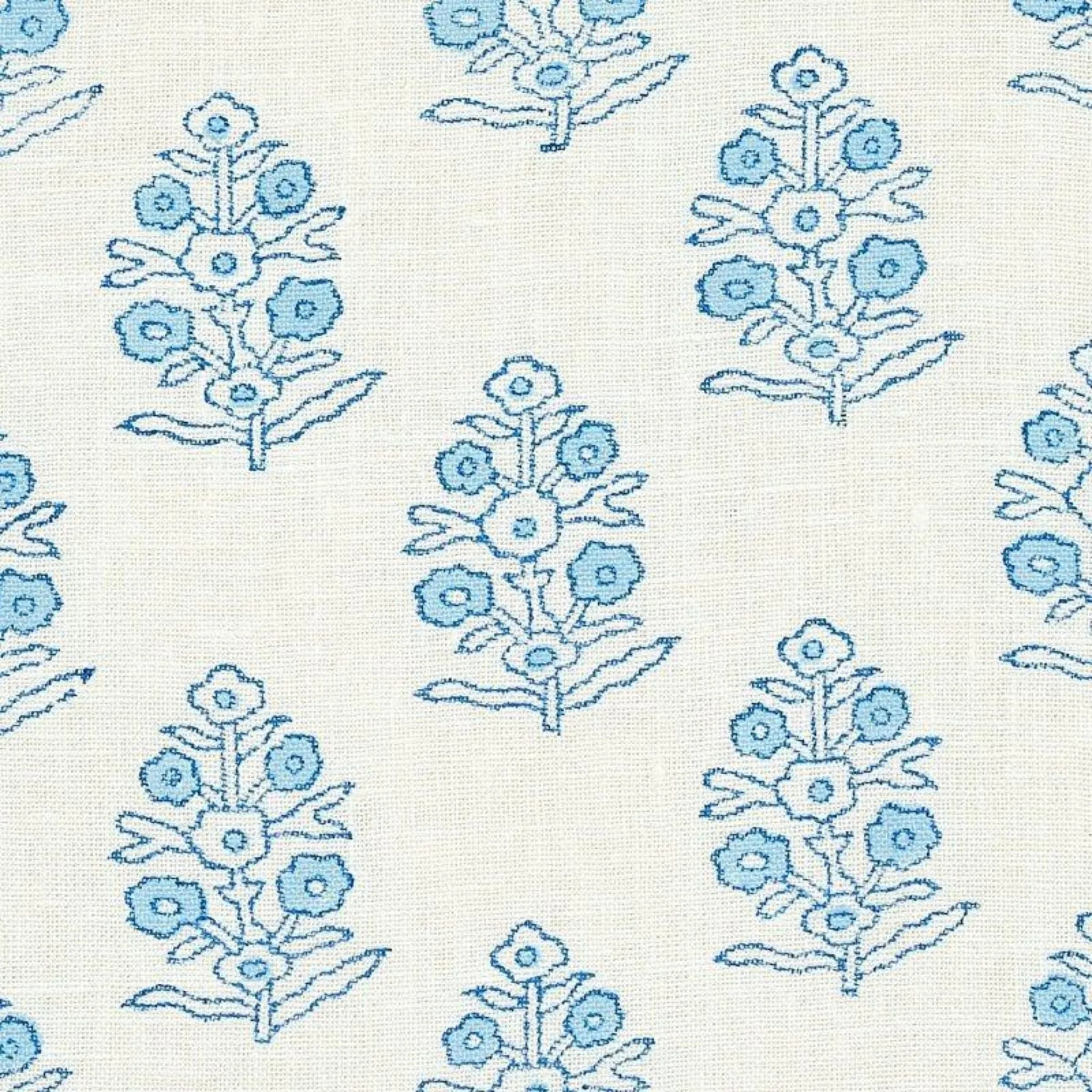 Aditi Hand Blocked Print Fabric in Blue
