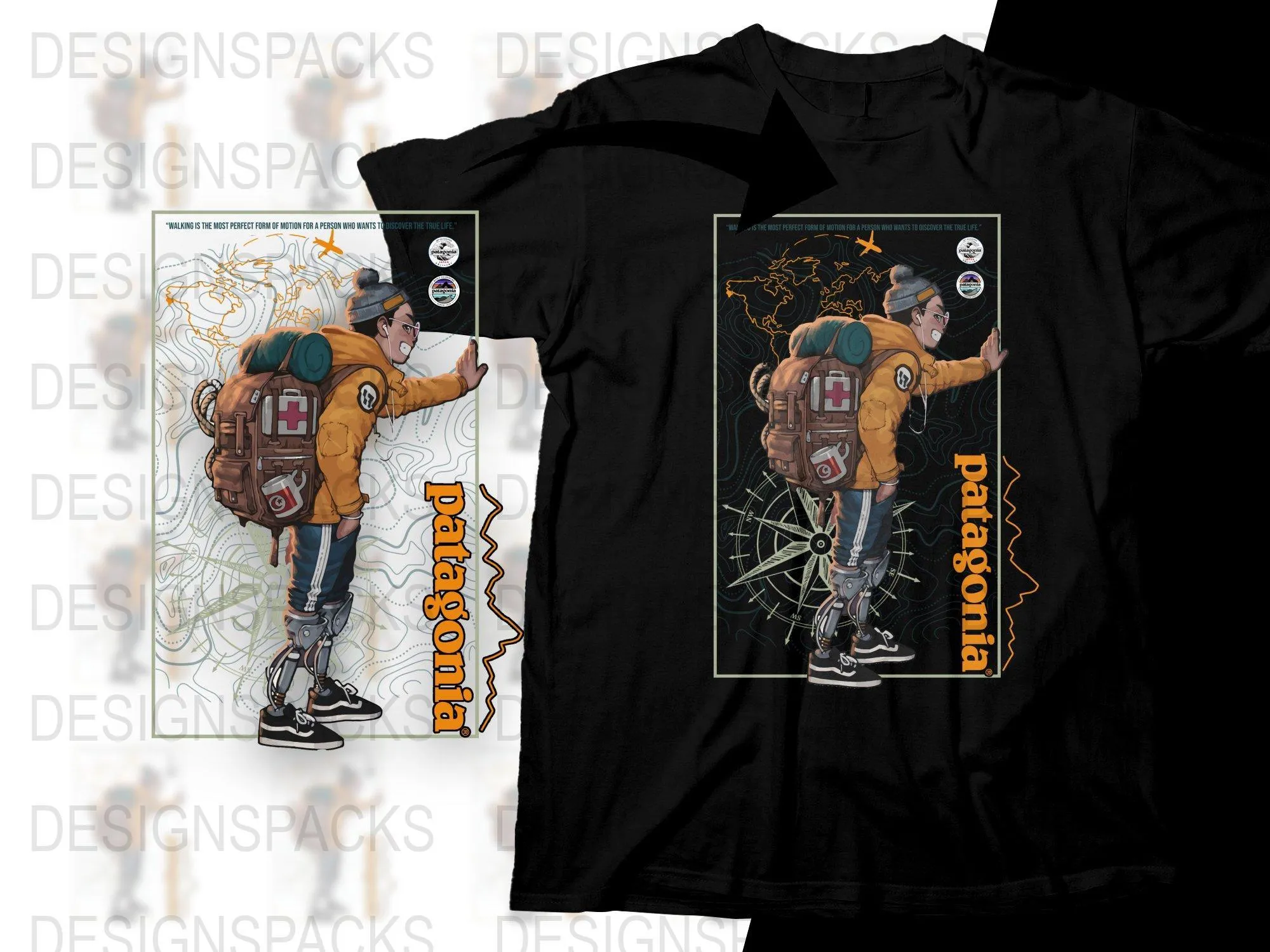 Adventure Brand Character Hiking Themed Graphic Png Digital Download