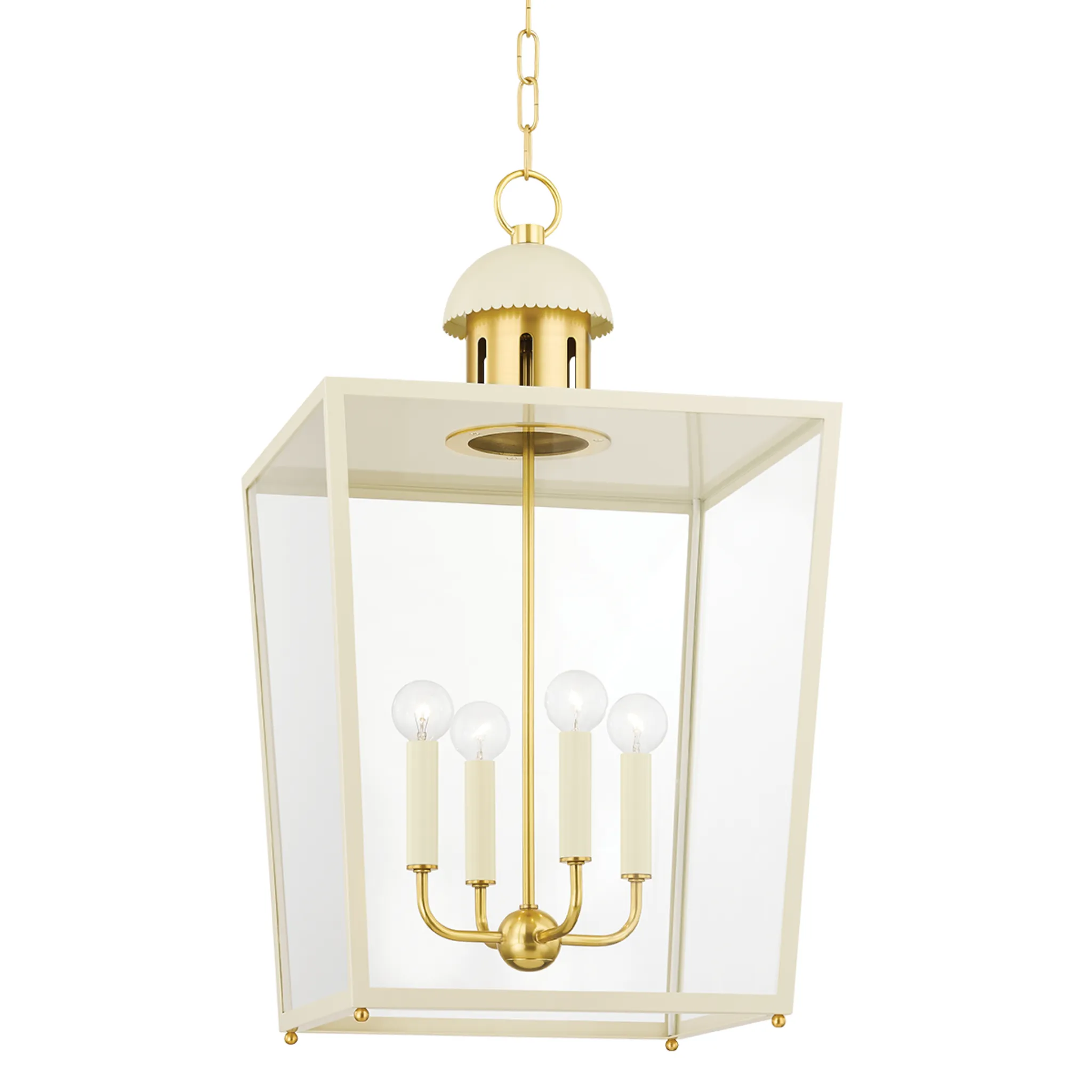 Aged Brass & Cream June Lantern Pendant