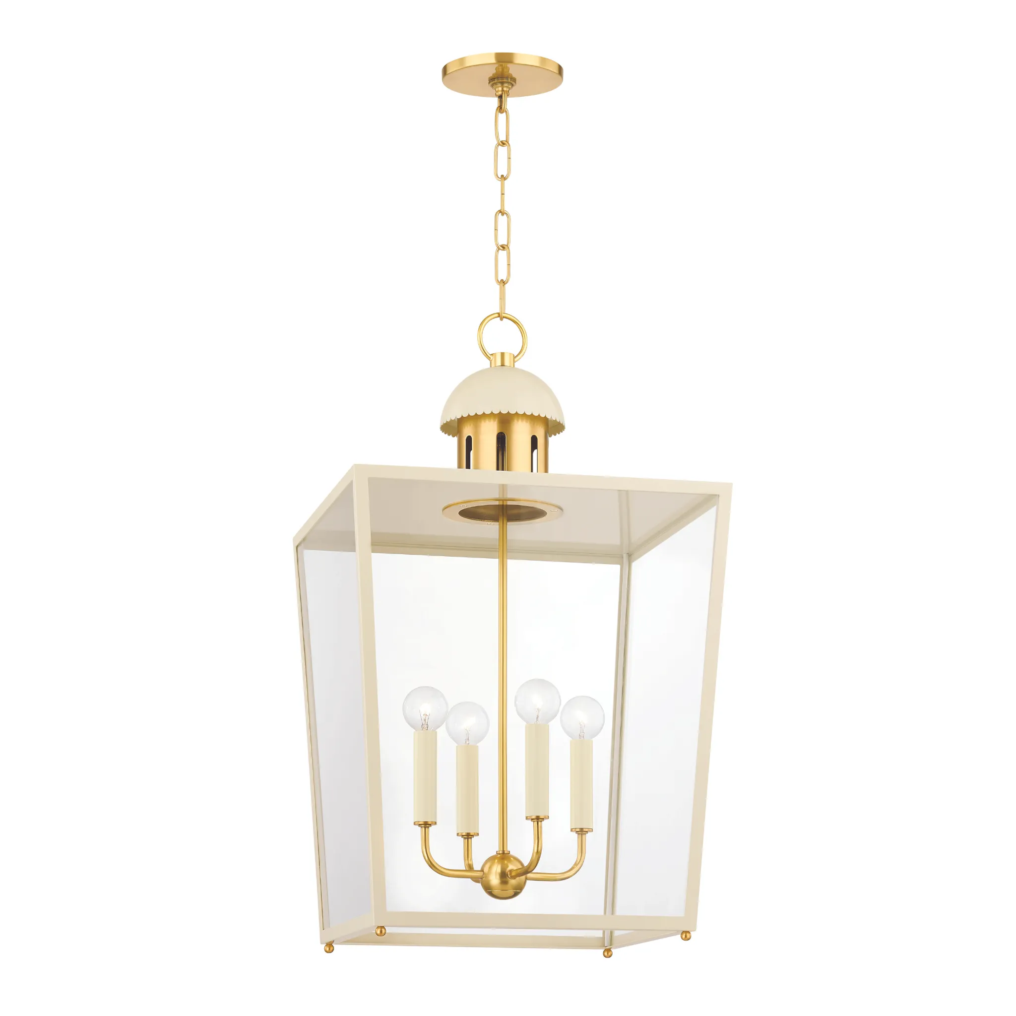 Aged Brass & Cream June Lantern Pendant