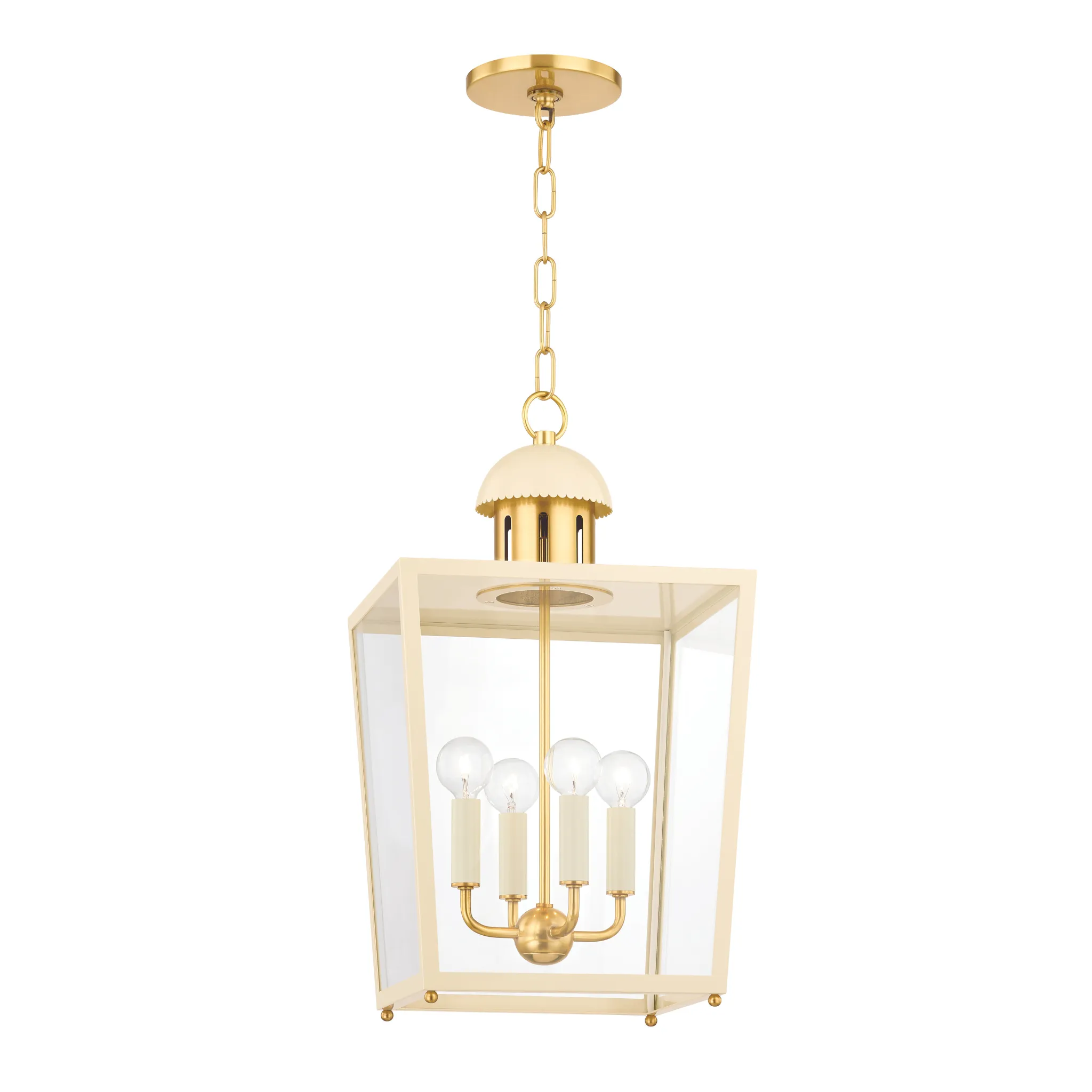 Aged Brass & Cream June Lantern Pendant
