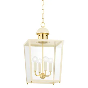Aged Brass & Cream June Lantern Pendant