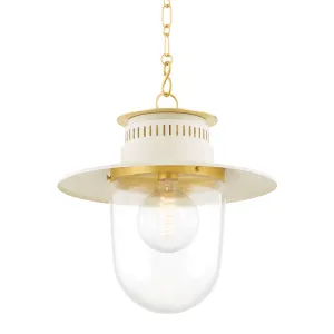 Aged Brass & Cream Lantern Pendant