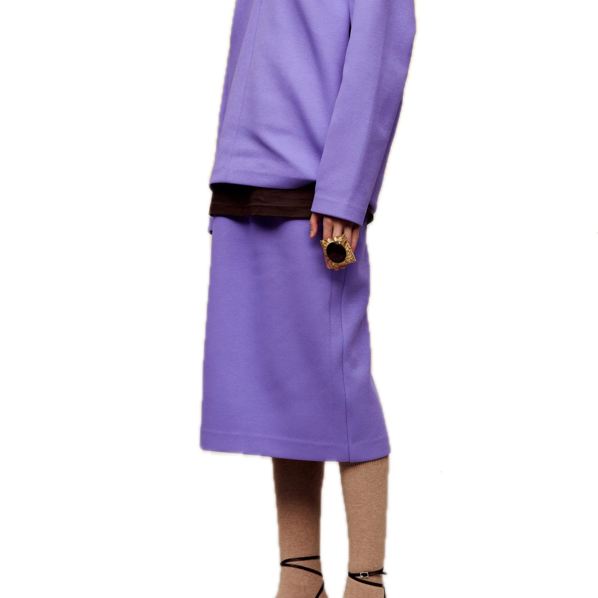Air Layer Double Waist Skirt in Purple