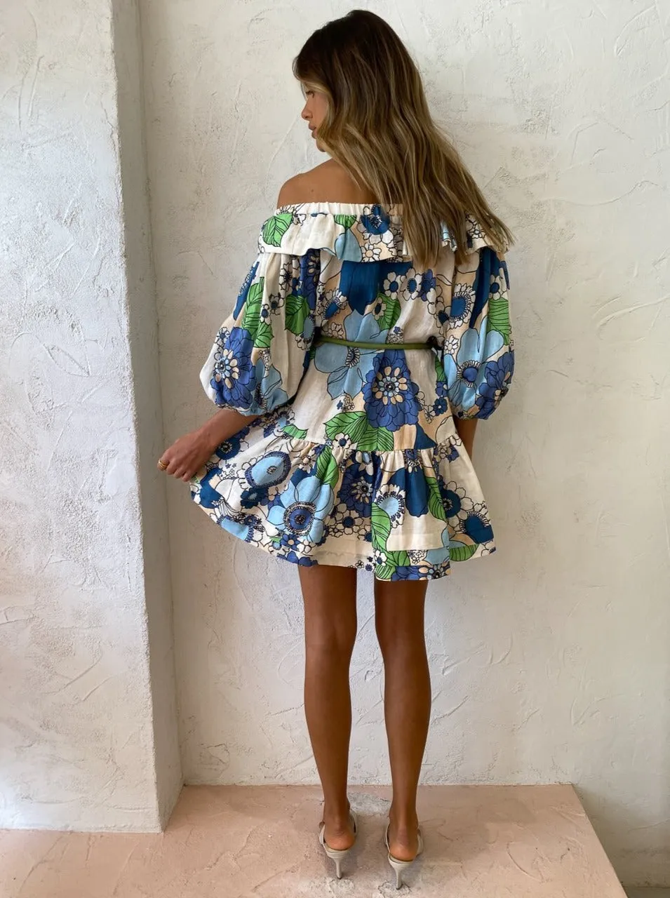 Alemais Farrah Ruffle Mini Dress in Blue