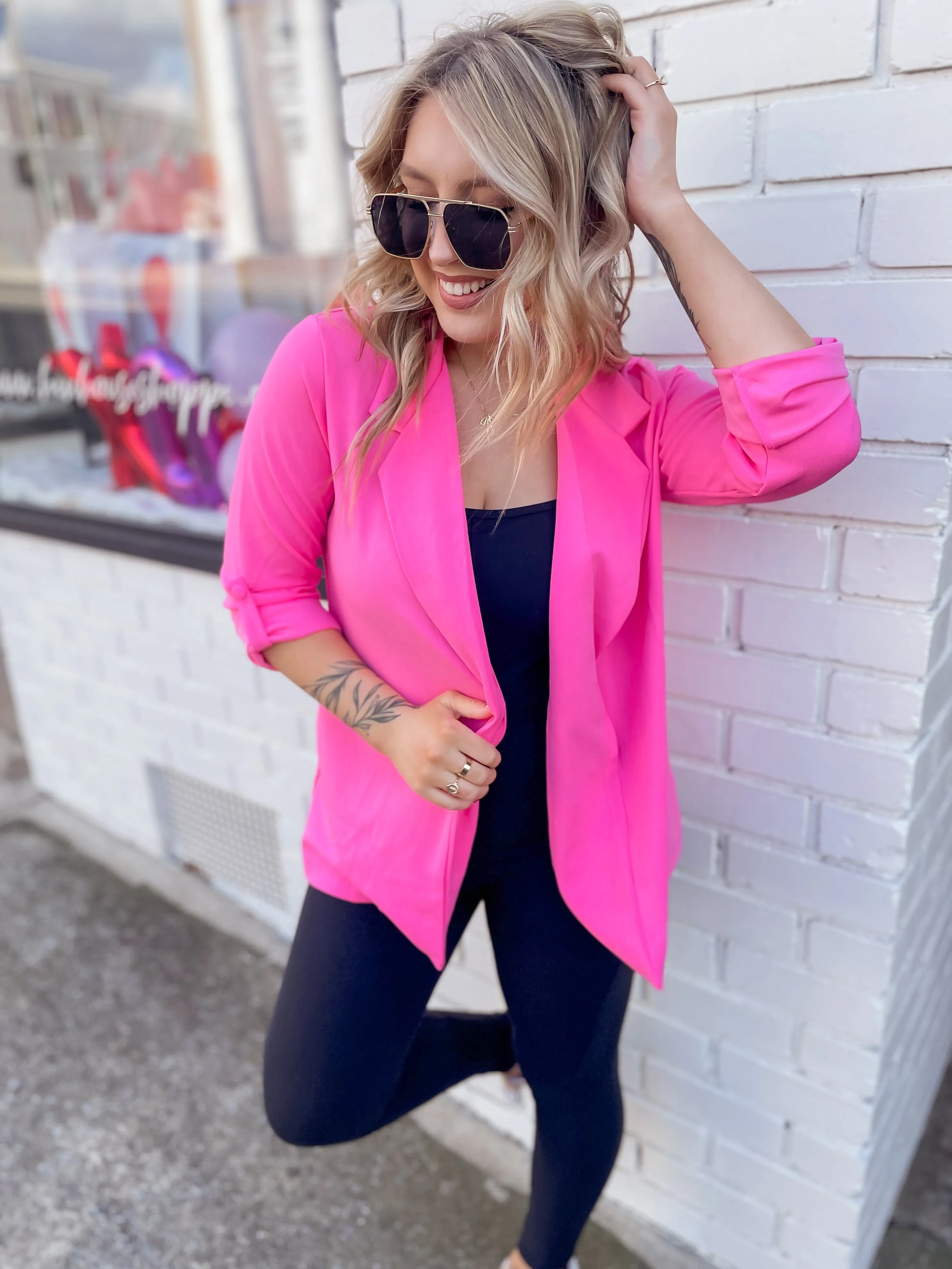 Back to Basics Blazer in Pink Cosmos