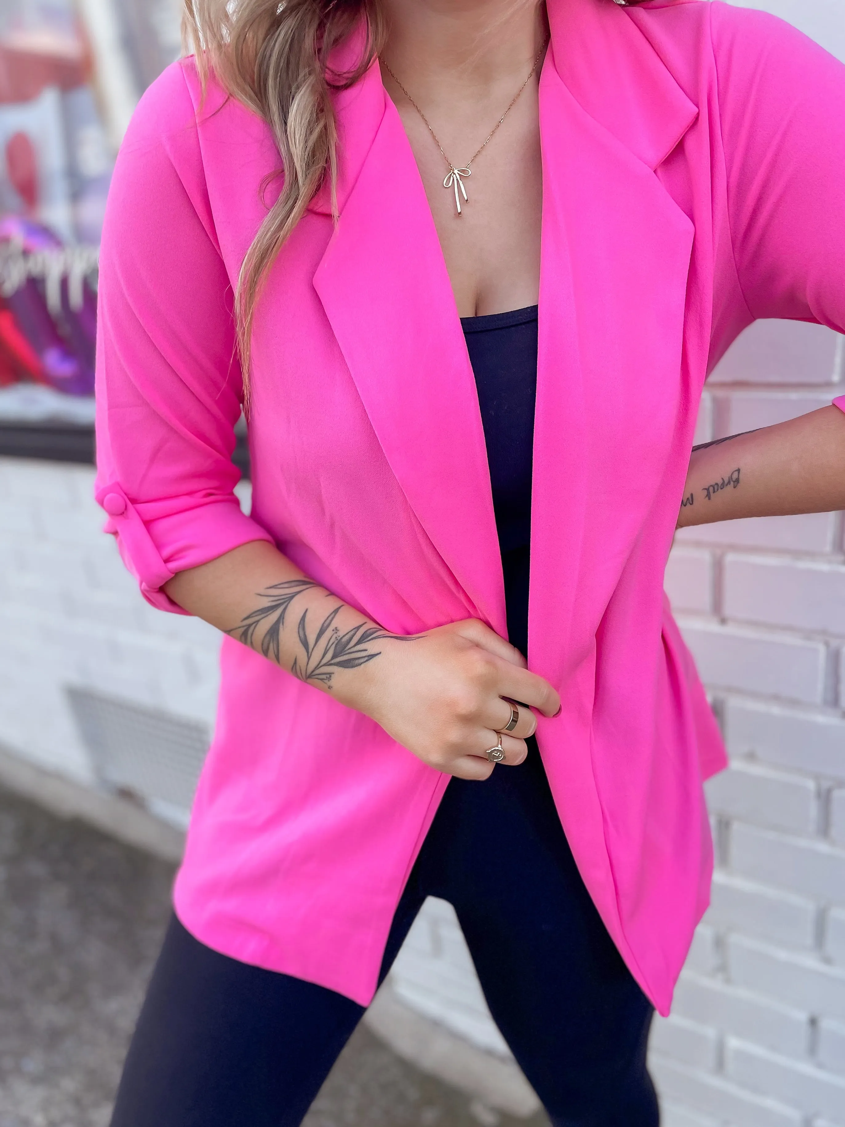 Back to Basics Blazer in Pink Cosmos