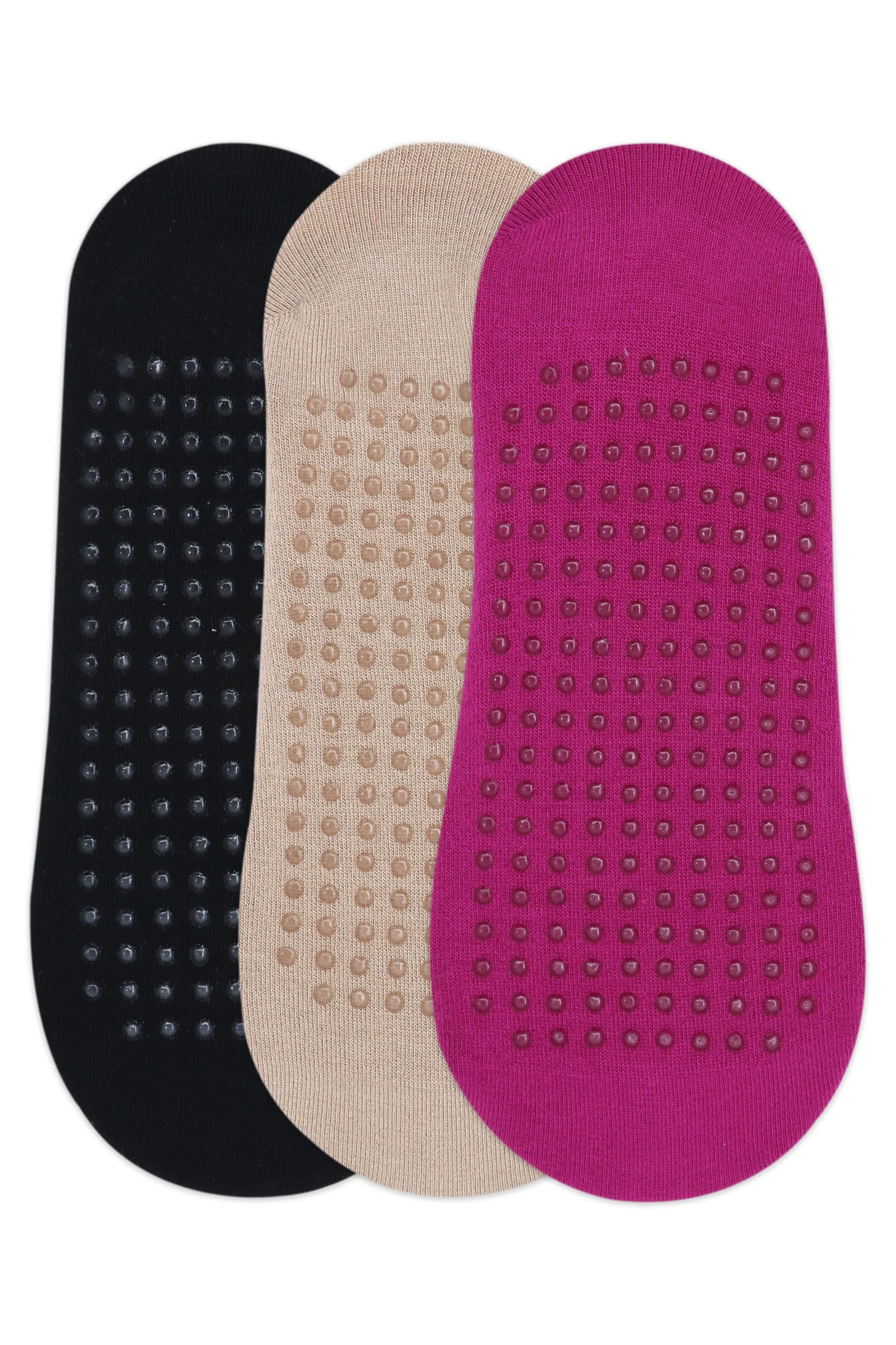 Balenzia Women's Anti Bacterial Yoga Socks with Anti Skid- (Pack of 3 Pairs/1U) Pack- (Black,Beige,Pink)