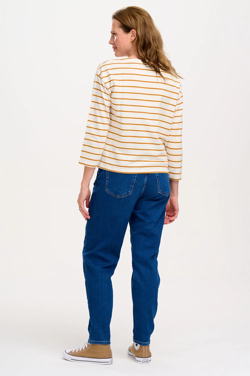 Billie Breton Top - Off White/Tan, Lightning Strike