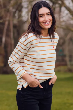 Billie Breton Top - Off White/Tan, Lightning Strike