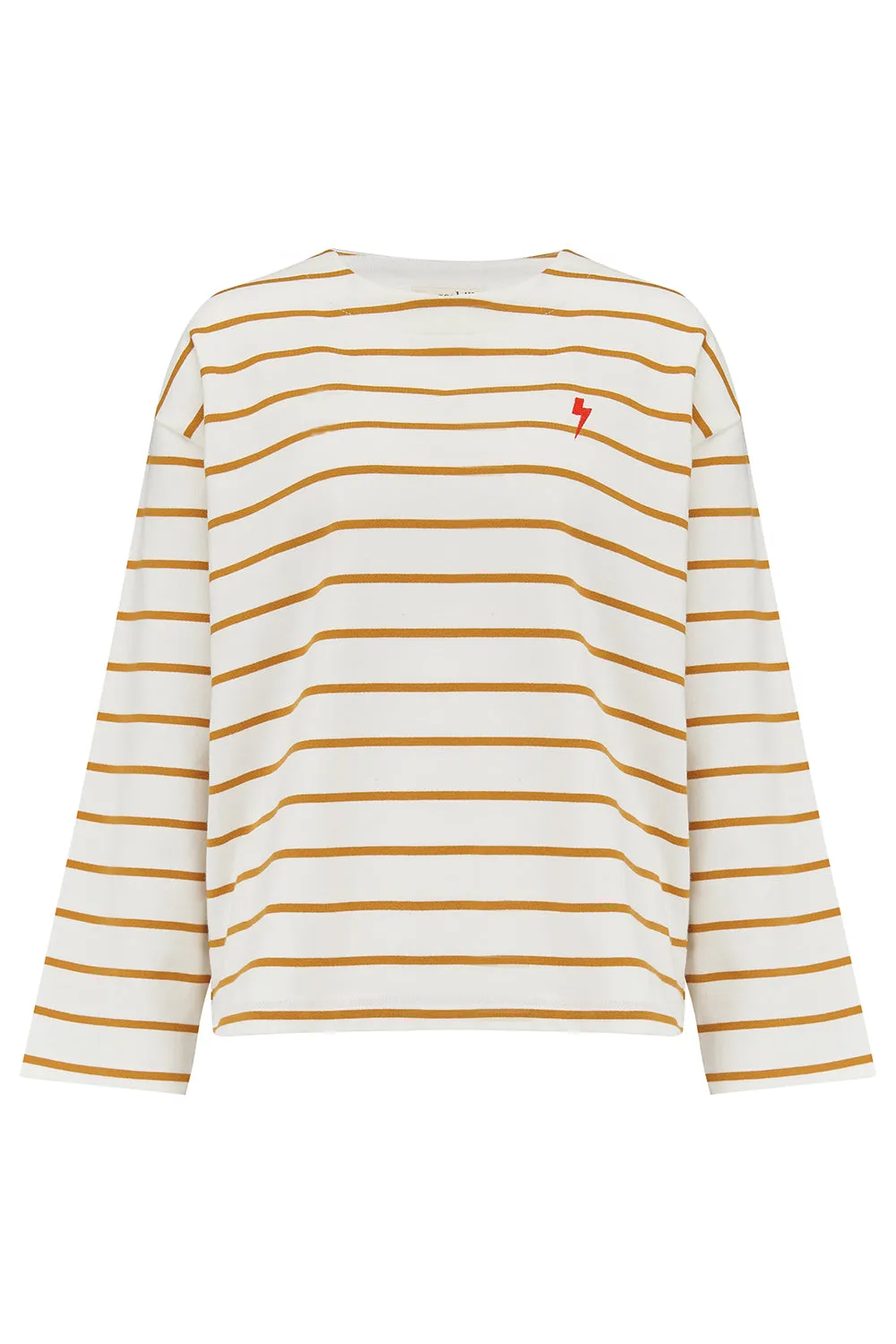 Billie Breton Top - Off White/Tan, Lightning Strike