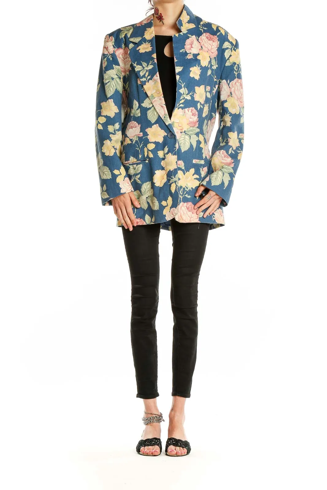 Blue Floral Oversized Blazer