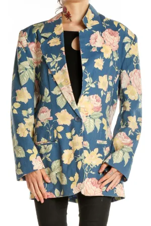 Blue Floral Oversized Blazer
