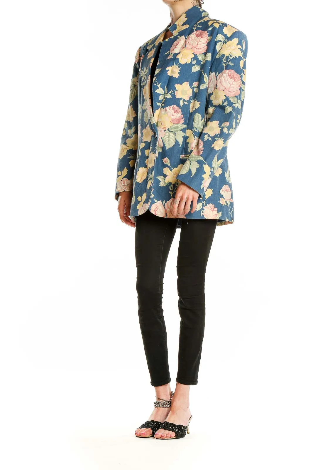 Blue Floral Oversized Blazer