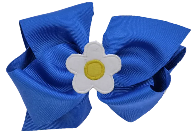 Blue Seersucker Swimsuit with Flowers