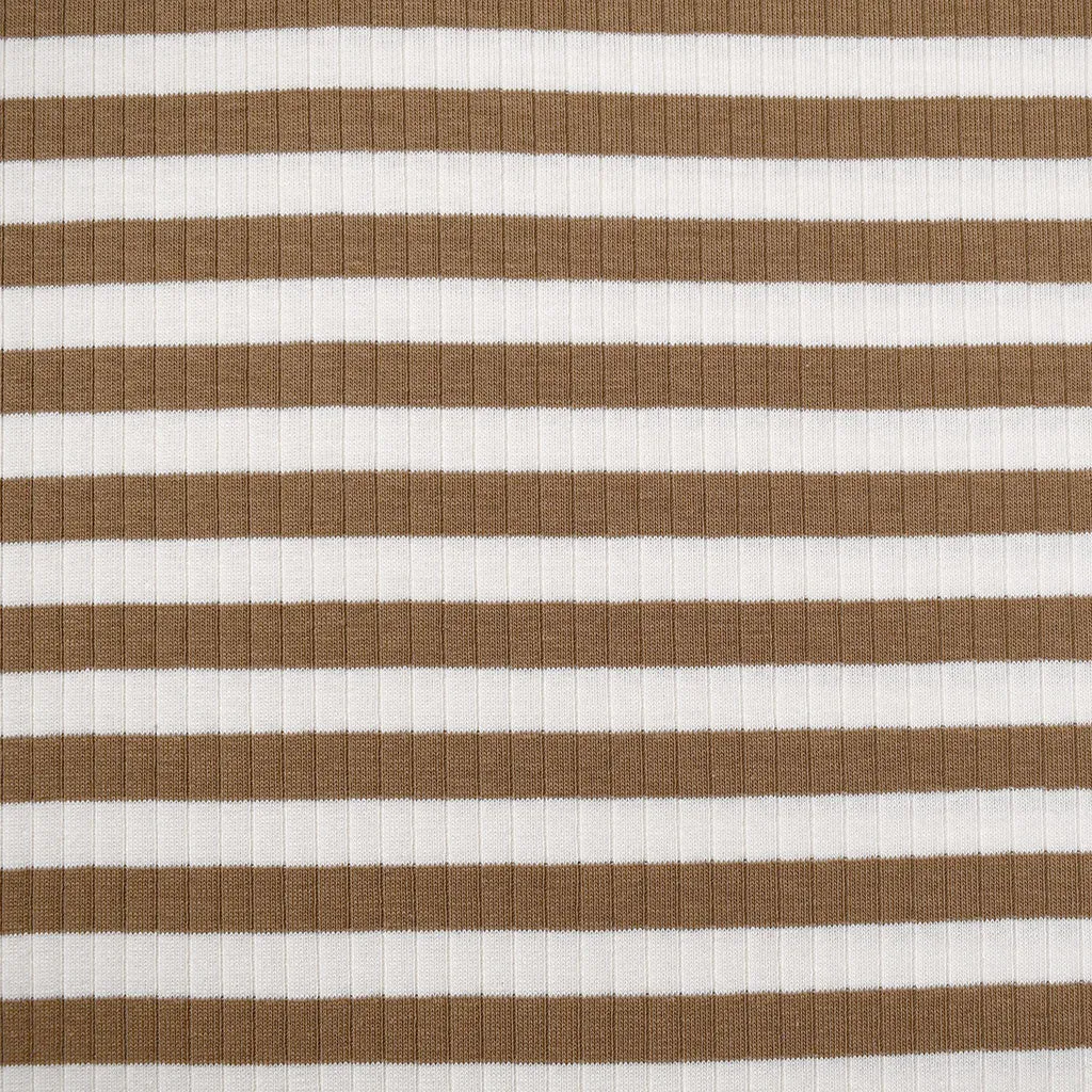 Breton Stripe Rib Jersey Knit Coffee/Vanilla SY