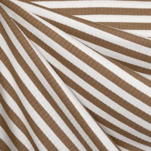 Breton Stripe Rib Jersey Knit Coffee/Vanilla SY