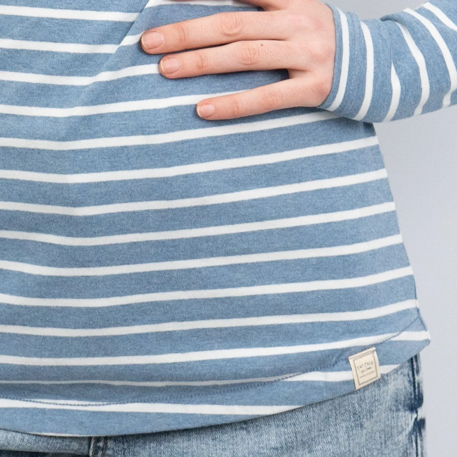 Breton Striped Long Sleeve Light Blue Casual Cotton Jersey Tops