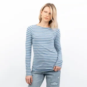 Breton Striped Long Sleeve Light Blue Casual Cotton Jersey Tops