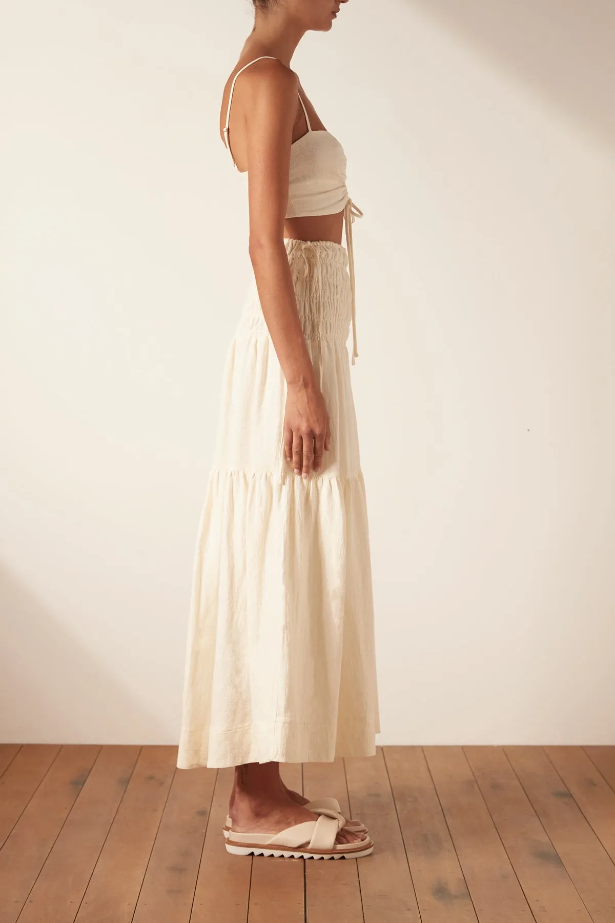 BRIGITTE SHIRRED MAXI SKIRT - TOFU