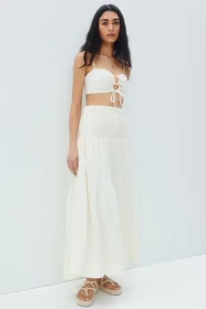 BRIGITTE SHIRRED MAXI SKIRT - TOFU