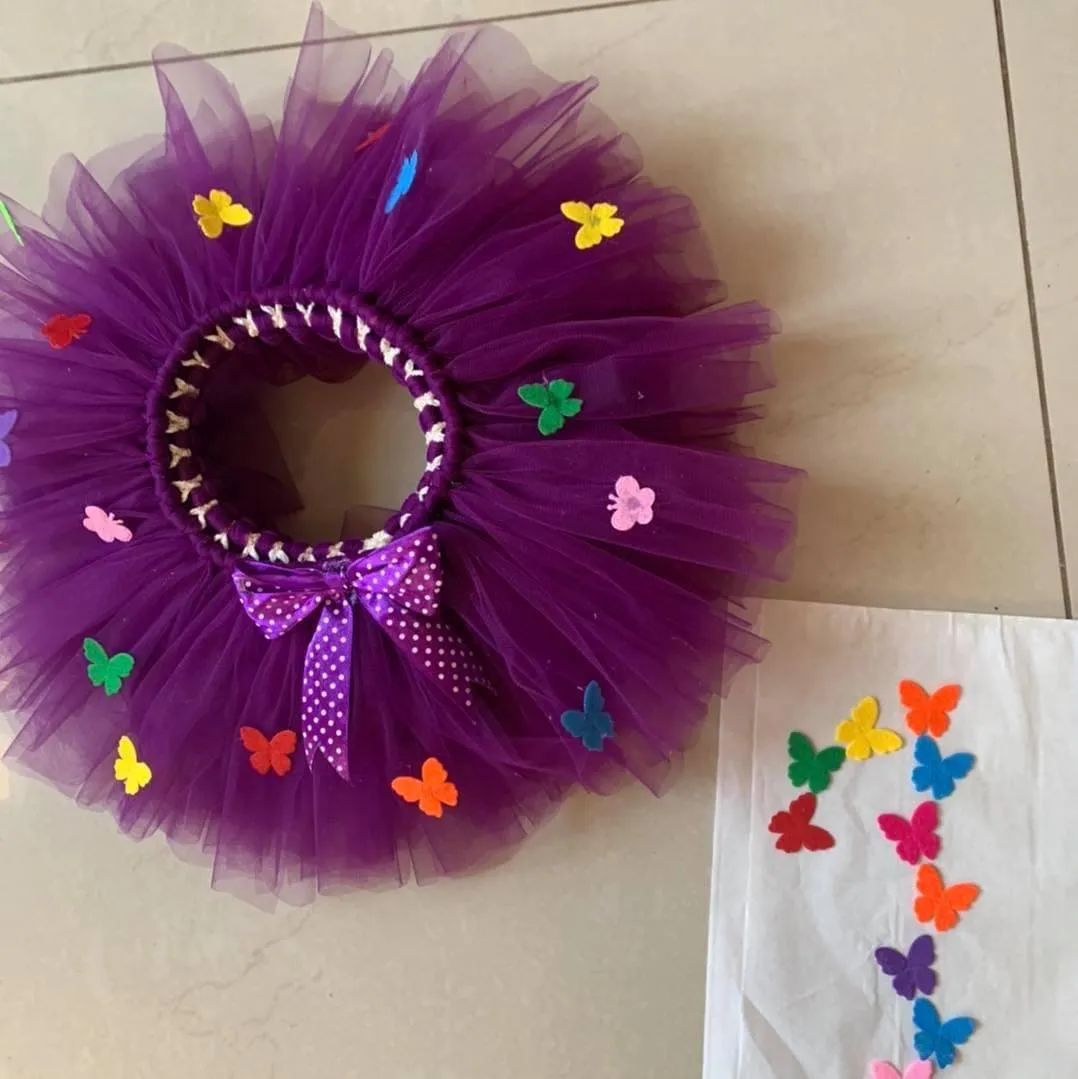 Butterfly Whirl Tulle Tutu: Purple Enchantment with Butterfly Appliqués