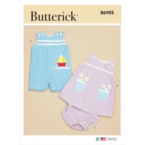 Butterick Pattern B6905 Baby Overalls, Dress and Panties