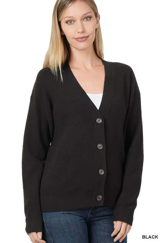 Button Front Viscose Sweater Cardigan