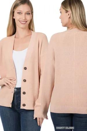 Button Front Viscose Sweater Cardigan