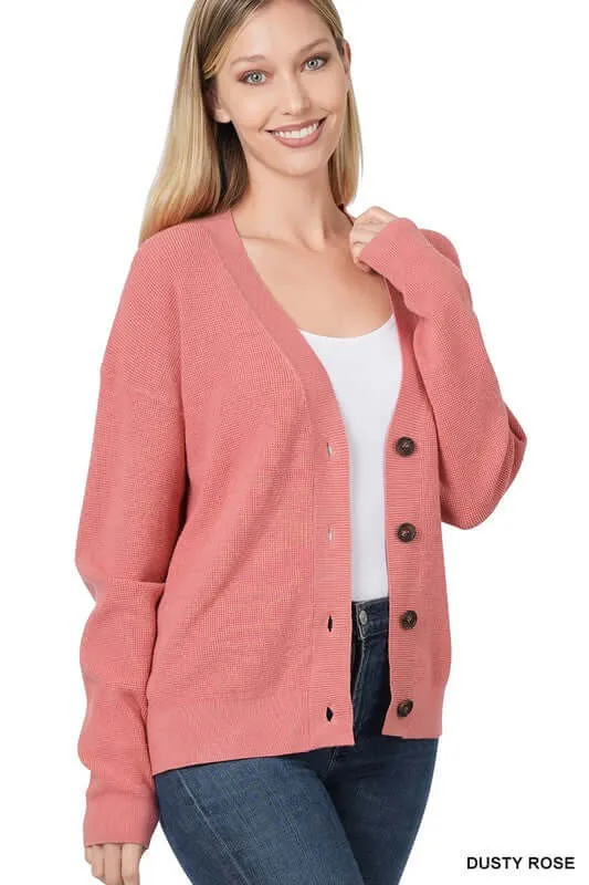 Button Front Viscose Sweater Cardigan