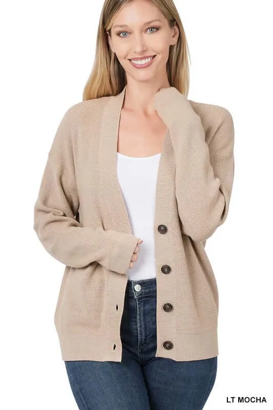 Button Front Viscose Sweater Cardigan