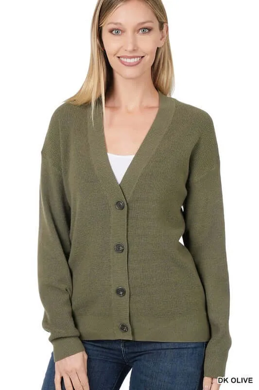 Button Front Viscose Sweater Cardigan