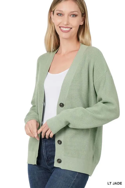 Button Front Viscose Sweater Cardigan